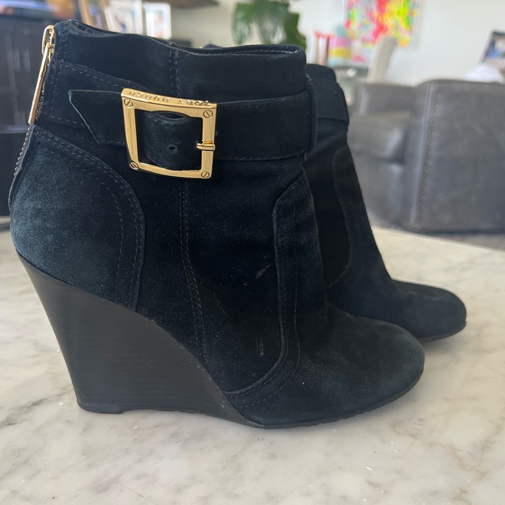 Tory Burch Black Suede Ankle Boots Size 5.5
